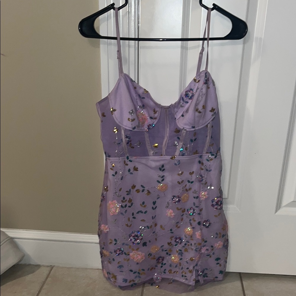 Floral Embroidered Lavender Dress